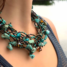 Load image into Gallery viewer, Chunky Stone Necklace - Turquoise - Lucias Imports (J)

