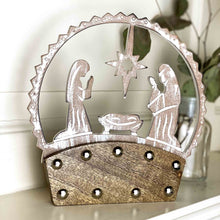 Load image into Gallery viewer, Mango Wood Tabletop Nativity Silhouette

