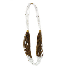 Load image into Gallery viewer, Multistrand Maasai Bead Necklace, White and Gold
