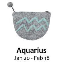 Load image into Gallery viewer, Felt Aquarius Zodiac Coin Purse - Global Groove
