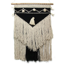 Load image into Gallery viewer, Handwoven Boho Wall Hanging, Charcoal &amp; Cream
