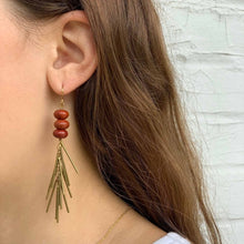 Load image into Gallery viewer, Earrings: Red Jasper and Metal Fringe - Starfish Project
