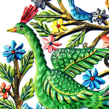 Load image into Gallery viewer, Peacock in Tree Haitian Metal Drum Wall Art
