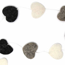Load image into Gallery viewer, Hand Crafted Felt from Nepal: Hearts Garland, Grey
