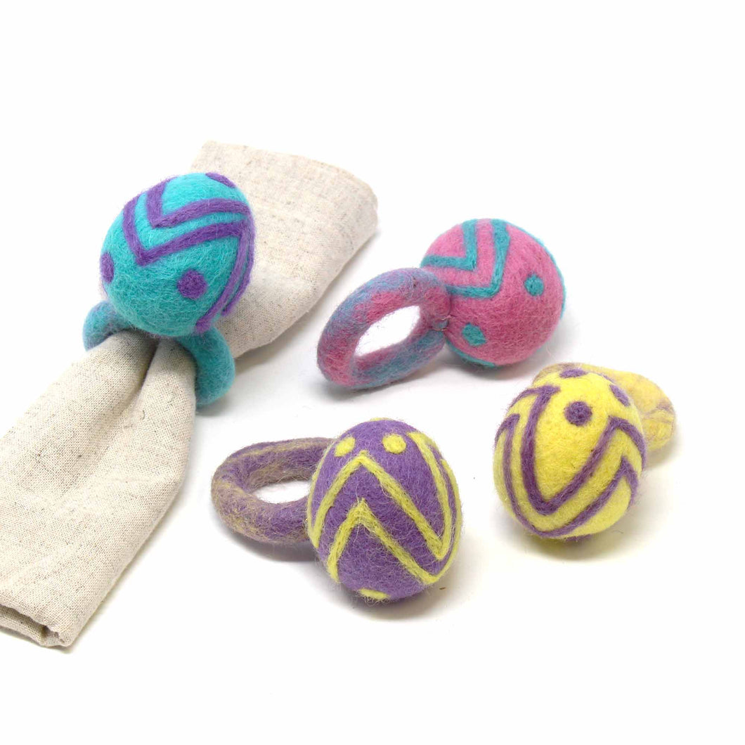 Easter Egg Napkin Rings, Set of Four Colors - Global Groove (T)
