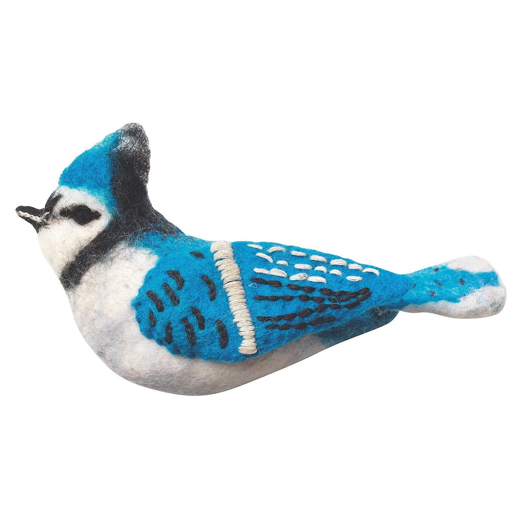 Felt Bird Garden Ornament - Blue Jay - Wild Woolies (G)