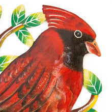 Load image into Gallery viewer, Cardinal on Branch, Painted Haitian Steel Drum Wall Art
