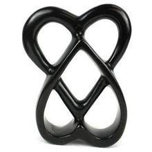 Load image into Gallery viewer, Handcrafted 8-inch Soapstone Connected Hearts Sculpture in Black - Smolart
