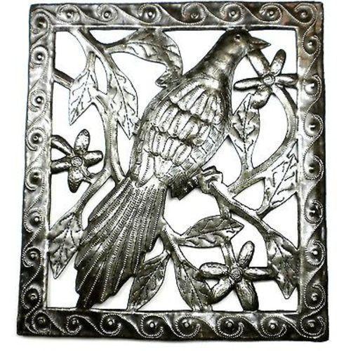 Single Bird Metal Wall Art - 11 by 12 Inches - Croix des Bouquets