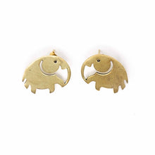 Load image into Gallery viewer, Elephant Brass Stud Earrings
