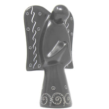 Load image into Gallery viewer, Soapstone Angel Sculpture - Black Finish with Etch Design
