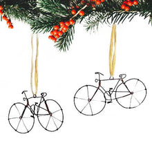 Load image into Gallery viewer, Recycled Wire Bicycle Ornament, Set of 2
