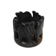 Load image into Gallery viewer, Circle of Elephants Soapstone Sculpture, 3 to 3.5-inch - Dark Stone
