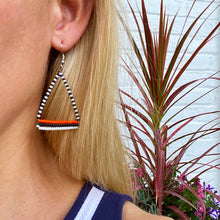Load image into Gallery viewer, Maasai Bead Triangle Dangle Earrings, Black/White/Orange
