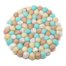 Load image into Gallery viewer, Hand Crafted Felt Ball Trivets from Nepal: Round, Sky - Global Groove (T)
