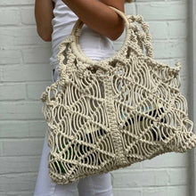 Load image into Gallery viewer, Macrame Bag with Wooden Handle
