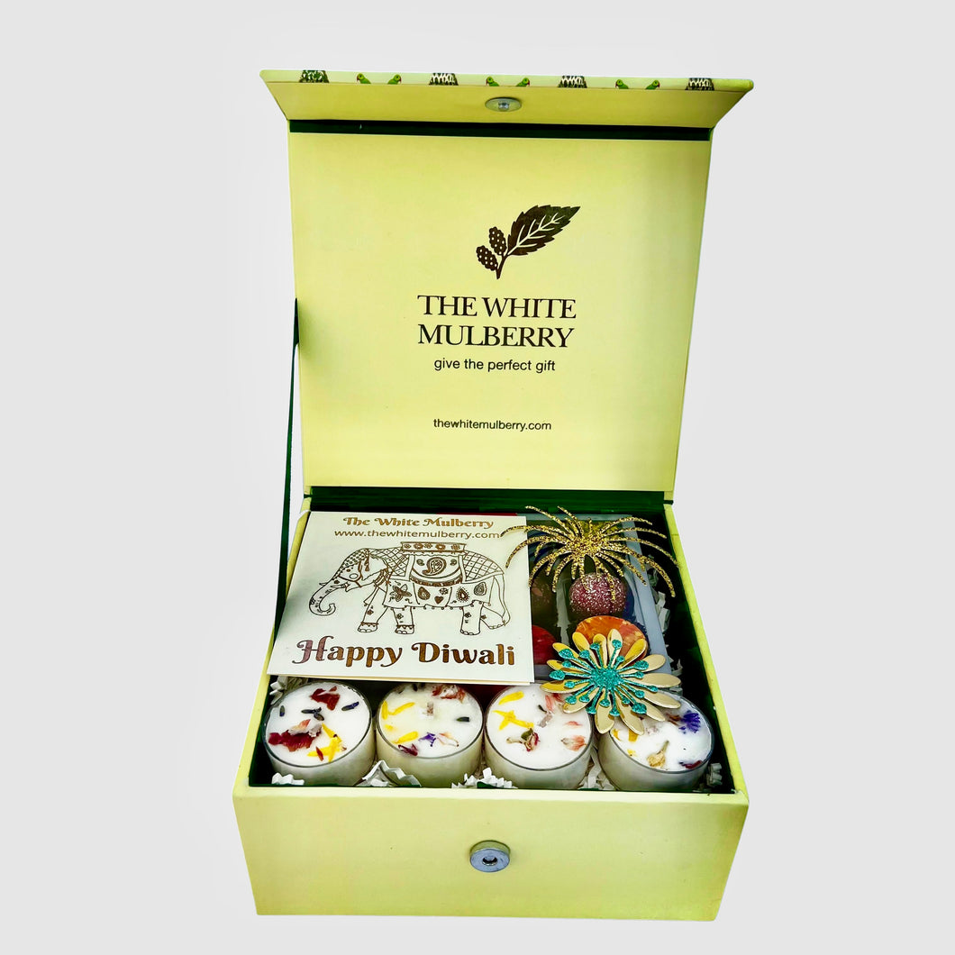Diwali Gift | The Spirit of Diwali Gift Box with Exotic Chocolates and Dried Flower Candles