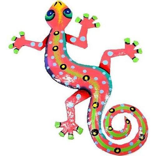 Eight Inch Pink Metal Gecko - Caribbean Craft