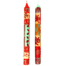 Load image into Gallery viewer, Hand Painted Candles in Owoduni Design (pair of tapers) - Nobunto
