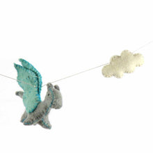 Load image into Gallery viewer, Felt Dragon Garland - Blue Colors - Global Groove
