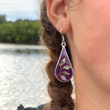 Load image into Gallery viewer, Fuschia with Abalone Petals Teardrop Earrings
