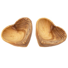 Load image into Gallery viewer, Petite Olive Wood Heart Trinket Bowls - Set of 2
