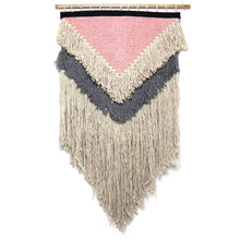Load image into Gallery viewer, Handwoven Boho Wall Hanging, Pink with Cream Fringe
