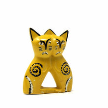 Load image into Gallery viewer, Handcrafted 4-inch Soapstone Love Cats Sculpture in Yellow - Smolart

