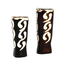 Load image into Gallery viewer, African Natural Bone Salt &amp; Pepper Shakers, Traditional Batik Designs
