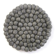 Load image into Gallery viewer, Hand Crafted Felt Ball Trivets from Nepal: Round, Dark Grey - Global Groove (T)
