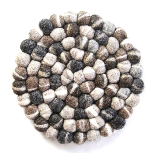 Hand Crafted Felt from Nepal: Trivet, Tie Dye Grey - Global Groove (T)