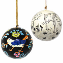 Load image into Gallery viewer, Handpainted Elephant &amp; Bird Ornaments, Set of 2
