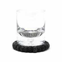 Load image into Gallery viewer, Hand Crafted Felt Ball Coasters from Nepal: 4-pack, Flower Black/Grey - Global Groove (T)
