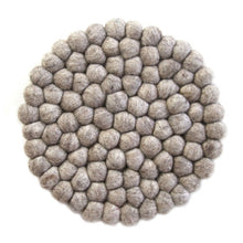 Load image into Gallery viewer, Hand Crafted Felt Ball Trivets from Nepal: Round, Light Grey - Global Groove (T)

