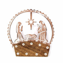 Load image into Gallery viewer, Mango Wood Tabletop Nativity Silhouette
