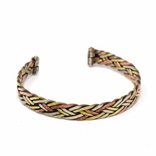 Load image into Gallery viewer, Copper and Brass Cuff Bracelet: Healing Weave - DZI (J)
