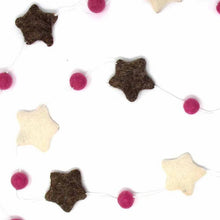 Load image into Gallery viewer, Hand Crafted Felt from Nepal: Stars Garland, Grey/Pink
