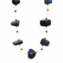 Load image into Gallery viewer, Floating Stone &amp; Maasai Bead Necklace, Navy
