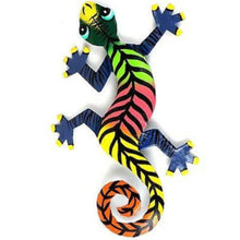 Load image into Gallery viewer, Colorful Gecko Haitian Steel Drum Wall Art, 13 inch Black Stipes
