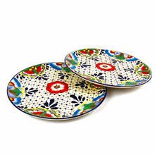Load image into Gallery viewer, Dinner Plates 11.8in - Dots and Flowers, Set of Two - Encantada
