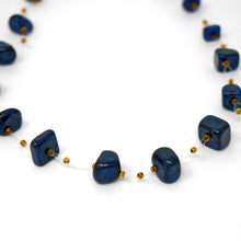 Load image into Gallery viewer, Floating Stone &amp; Maasai Bead Necklace, Navy
