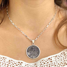 Load image into Gallery viewer, Alpaca Silver Aztec Calendar Pendant with Chain
