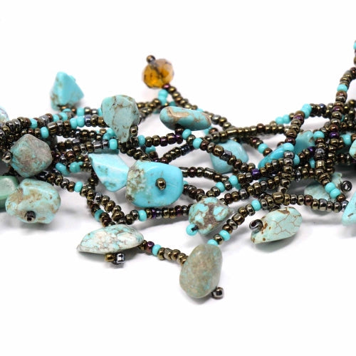 Chunky Stone Necklace - Turquoise - Lucias Imports (J)