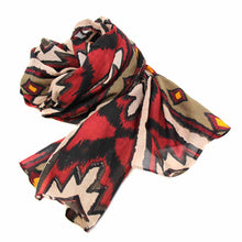 Load image into Gallery viewer, Hand-printed Cotton Scarf, Ikat Diamond Design
