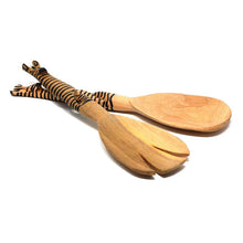 Load image into Gallery viewer, Hand-Carved Zebra Salad Tongs - Jedando Handicrafts
