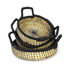 Load image into Gallery viewer, Nested Baskets in Natural with Black Accents, Set of 3
